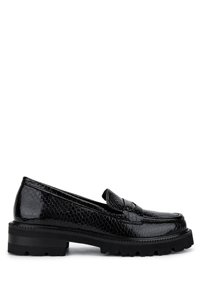  Tamer Tanca Kadın Hakiki Deri Siyah Loafer Ayakkabı