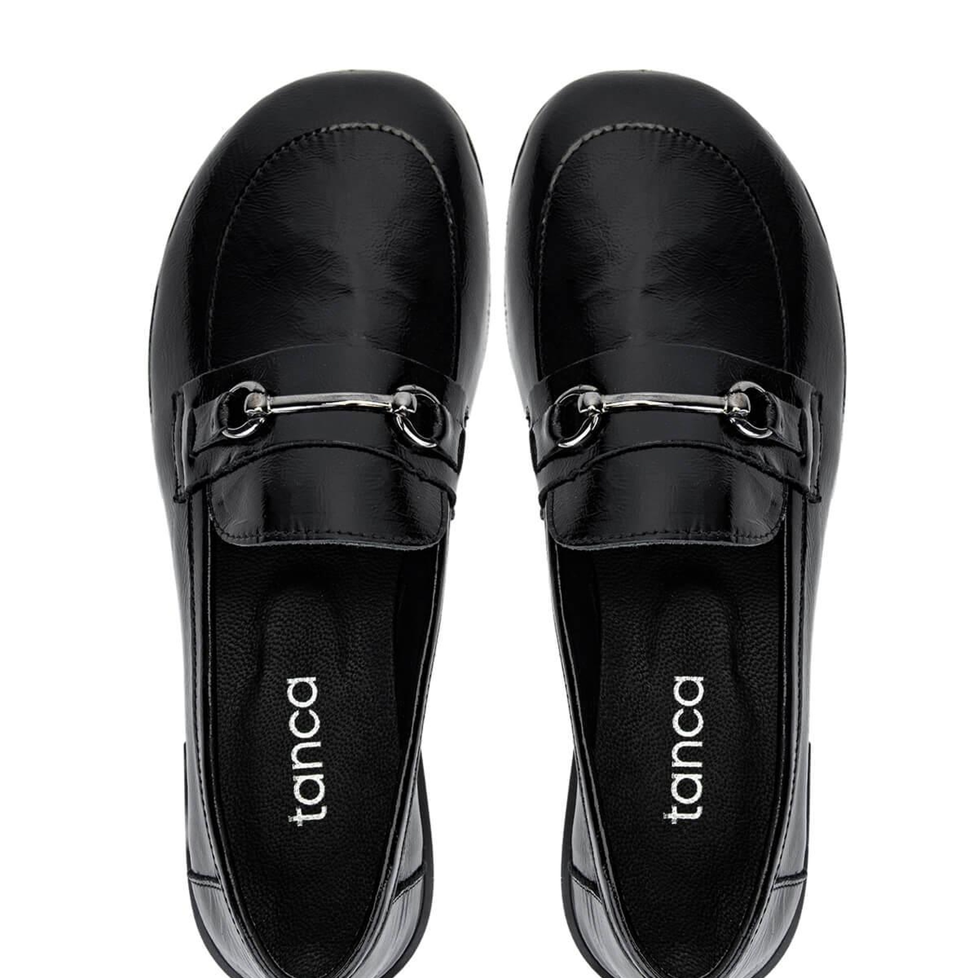 Tamer Tanca Kadın Hakiki Deri Siyah Rugan Loafer Ayakkabı