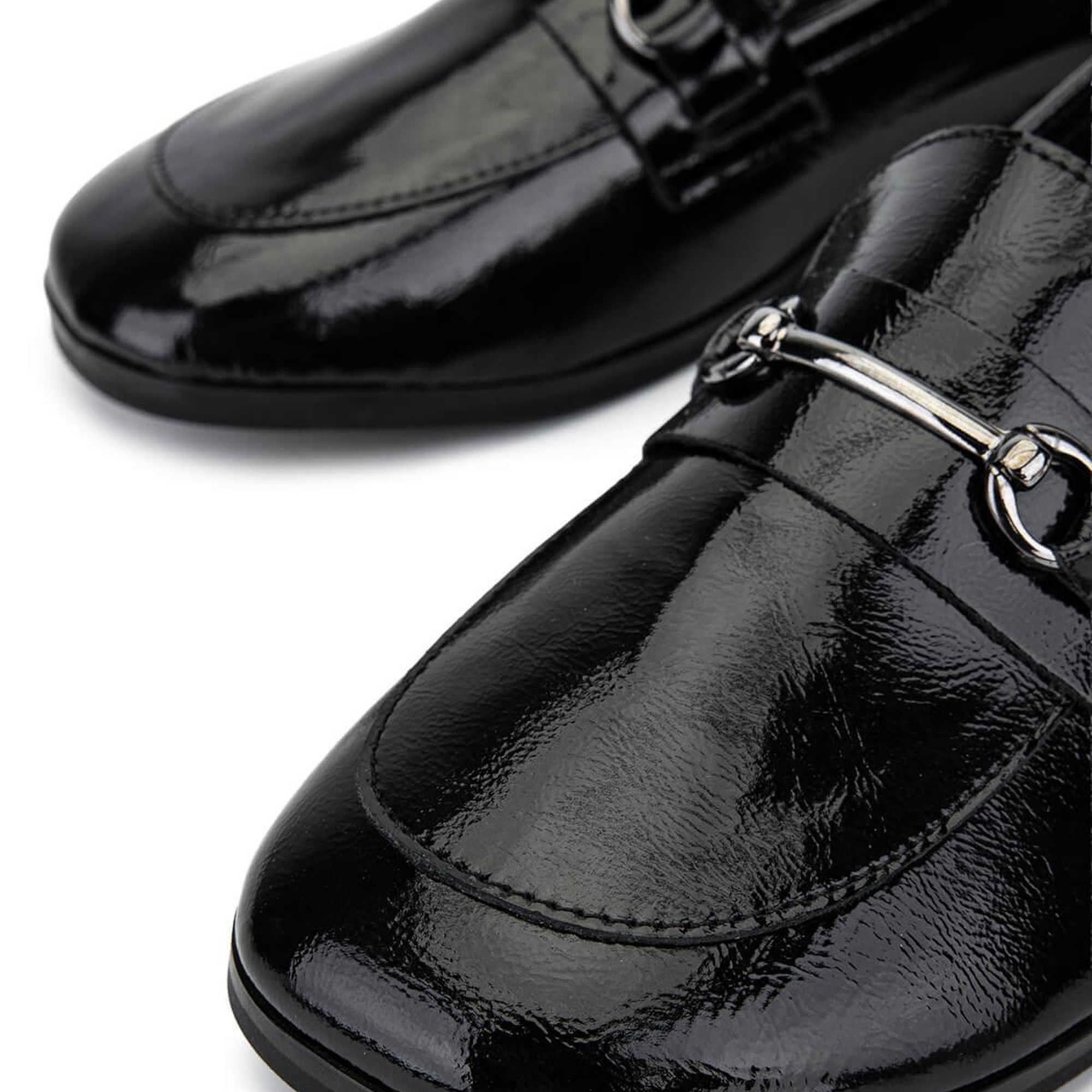 Tamer Tanca Kadın Hakiki Deri Siyah Rugan Loafer Ayakkabı