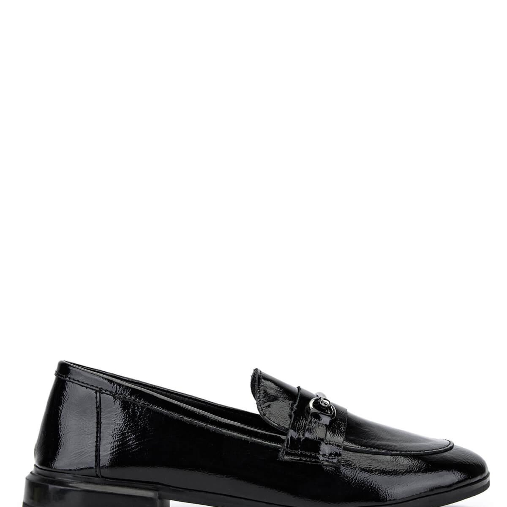 Tamer Tanca Kadın Hakiki Deri Siyah Rugan Loafer Ayakkabı