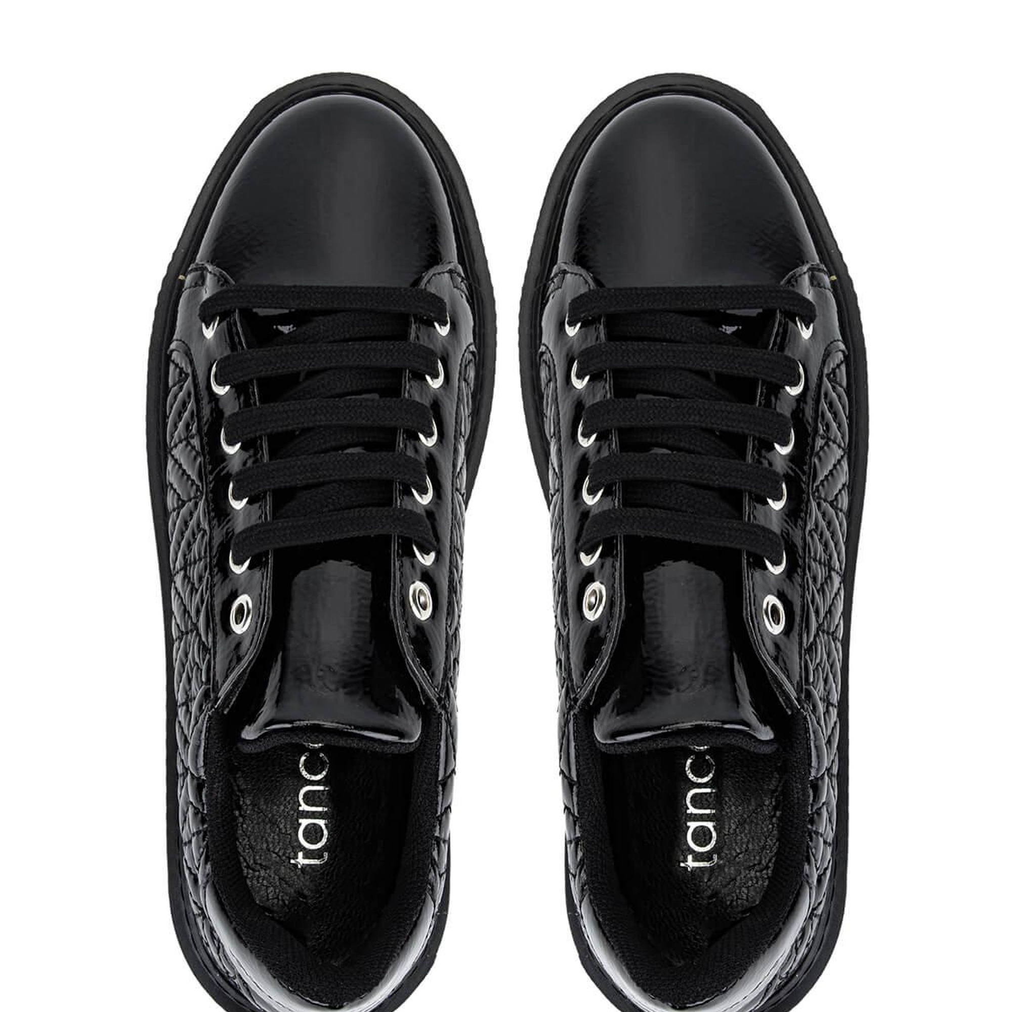 Tamer Tanca Kadın Suni Deri Siyah Rugan Sneakers & Spor Ayakkabı