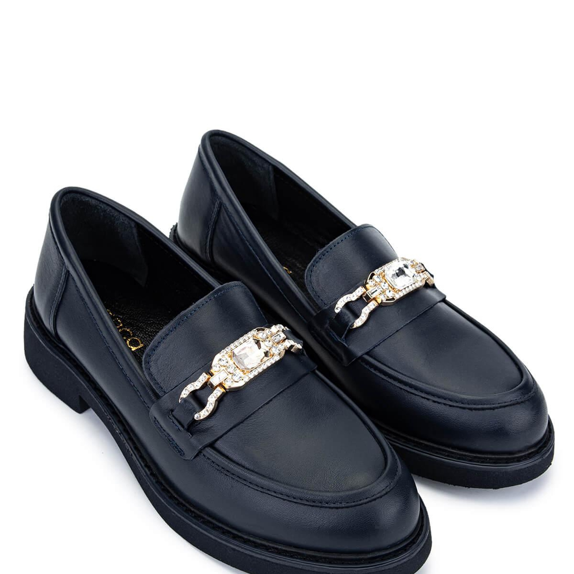 Tamer Tanca Kadın Hakiki Deri Lacivert Loafer Ayakkabı