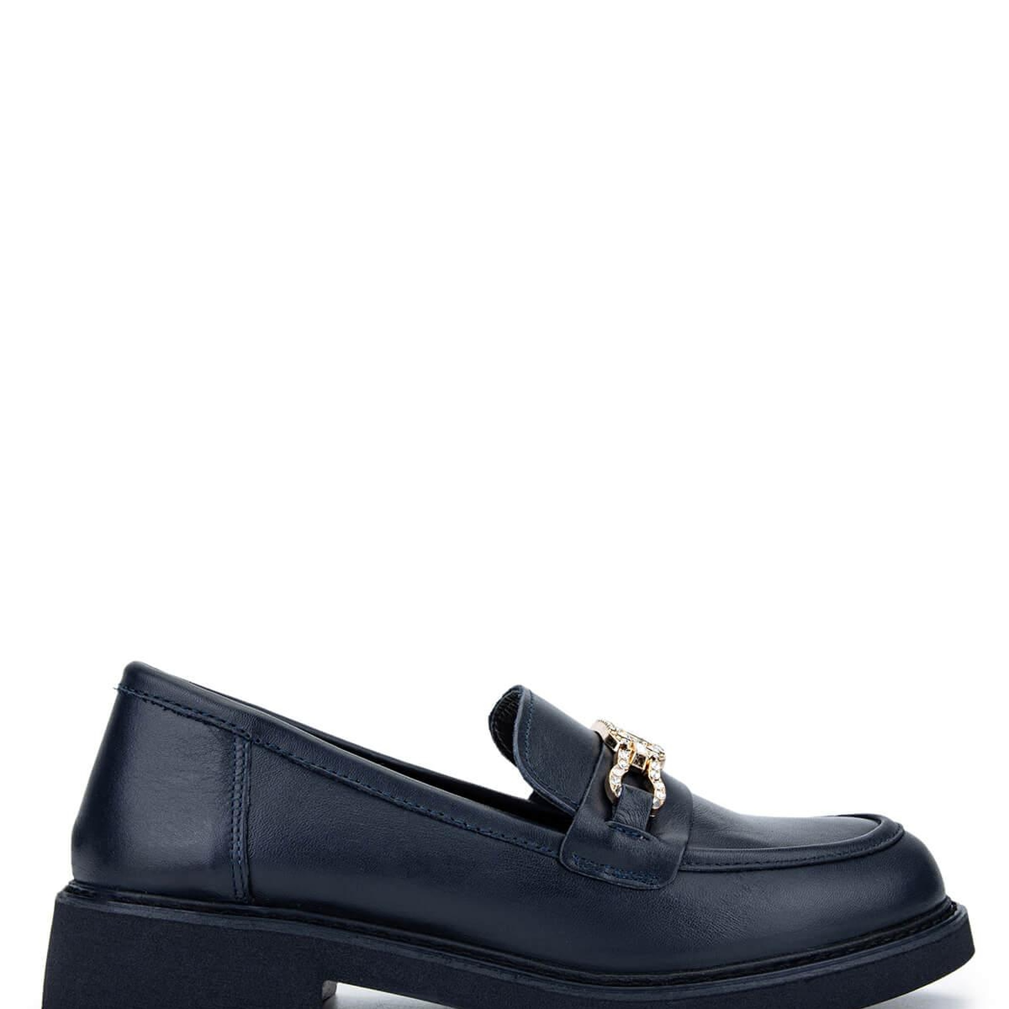 Tamer Tanca Kadın Hakiki Deri Lacivert Loafer Ayakkabı