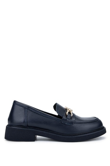  Tamer Tanca Kadın Hakiki Deri Lacivert Loafer Ayakkabı