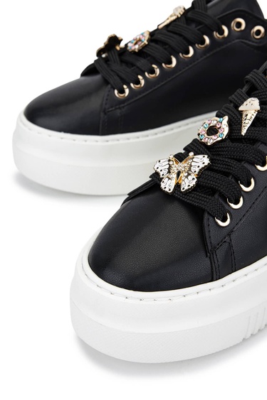  Tamer Tanca Kadın Suni Deri Siyah Analin Sneakers & Spor Ayakkabı