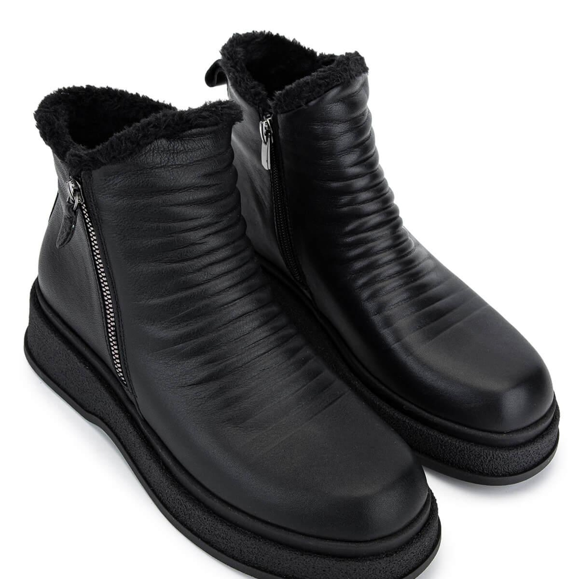 Tamer Tanca Kadın Hakiki Deri Siyah Deri Casual Bot