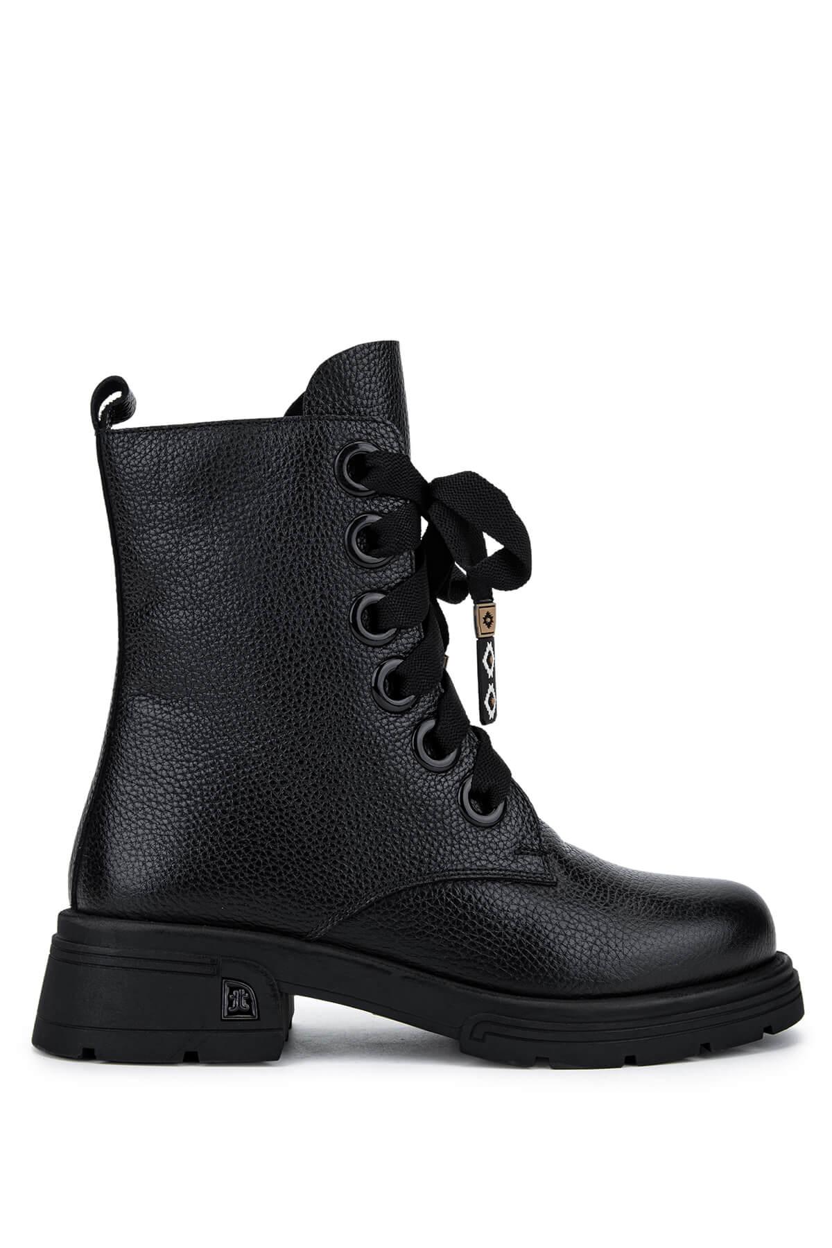  Tamer Tanca Kadın Hakiki Deri Siyah Floter Klasik Bot