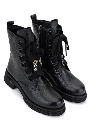  Tamer Tanca Kadın Hakiki Deri Siyah Floter Klasik Bot