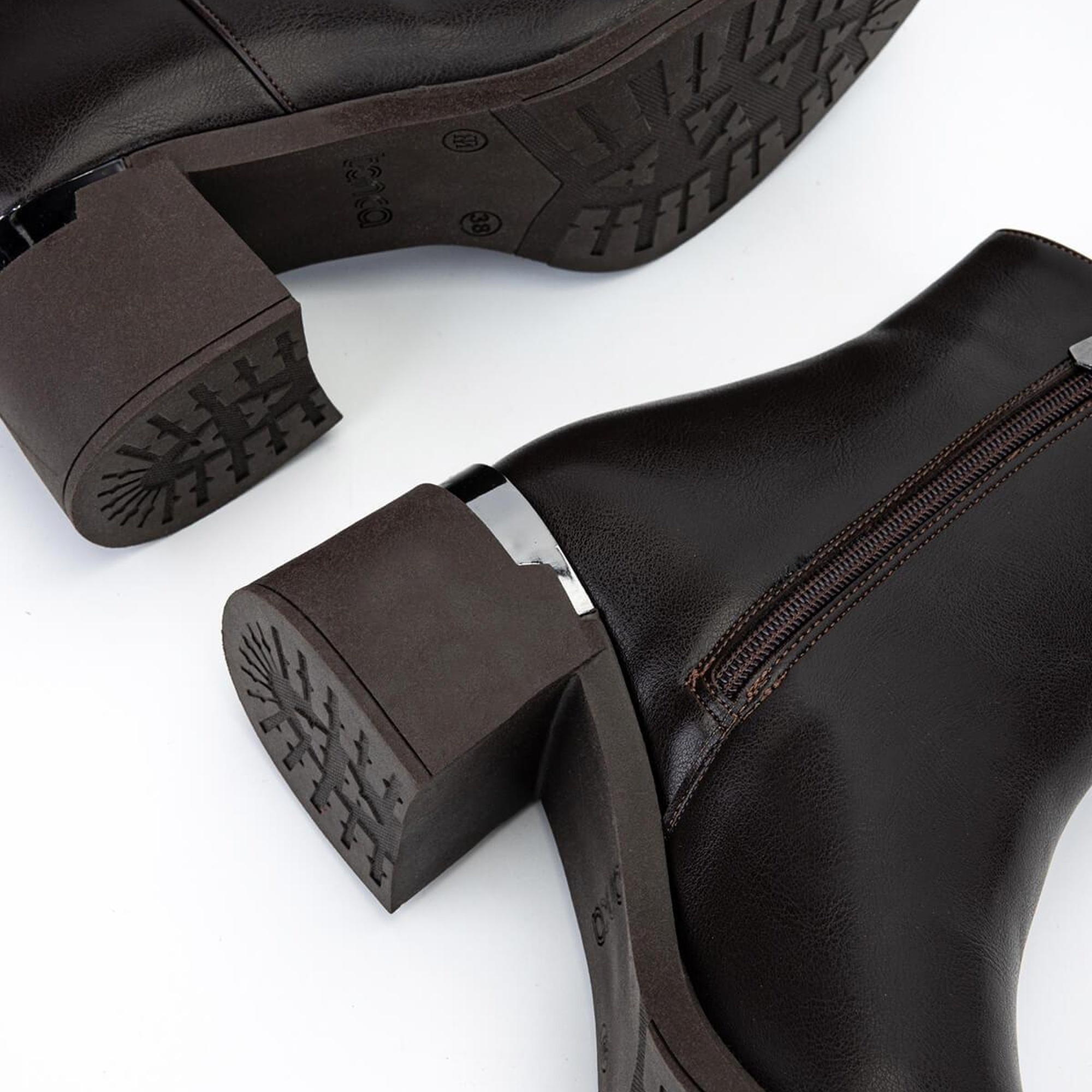 Tamer Tanca Kadın Suni Deri Kahverengi Topuklu Bot