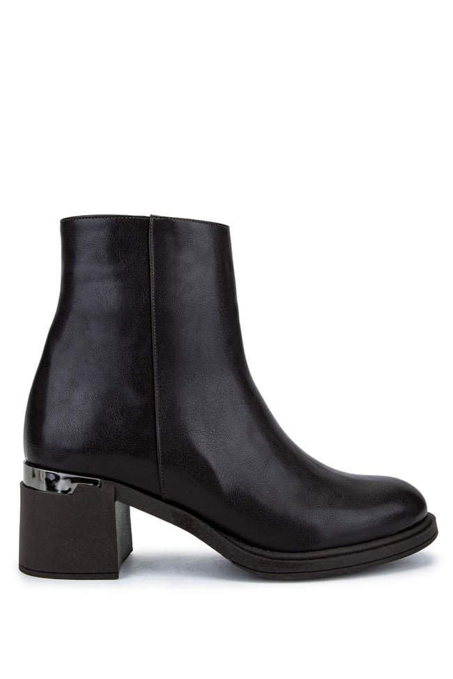  Tamer Tanca Kadın Suni Deri Kahverengi Topuklu Bot