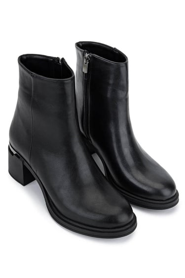  Tamer Tanca Kadın Suni Deri Siyah Topuklu Bot