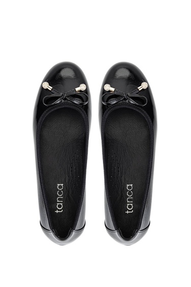  Tamer Tanca Kadın Hakiki Deri Siyah Rugan Comfort Ayakkabı