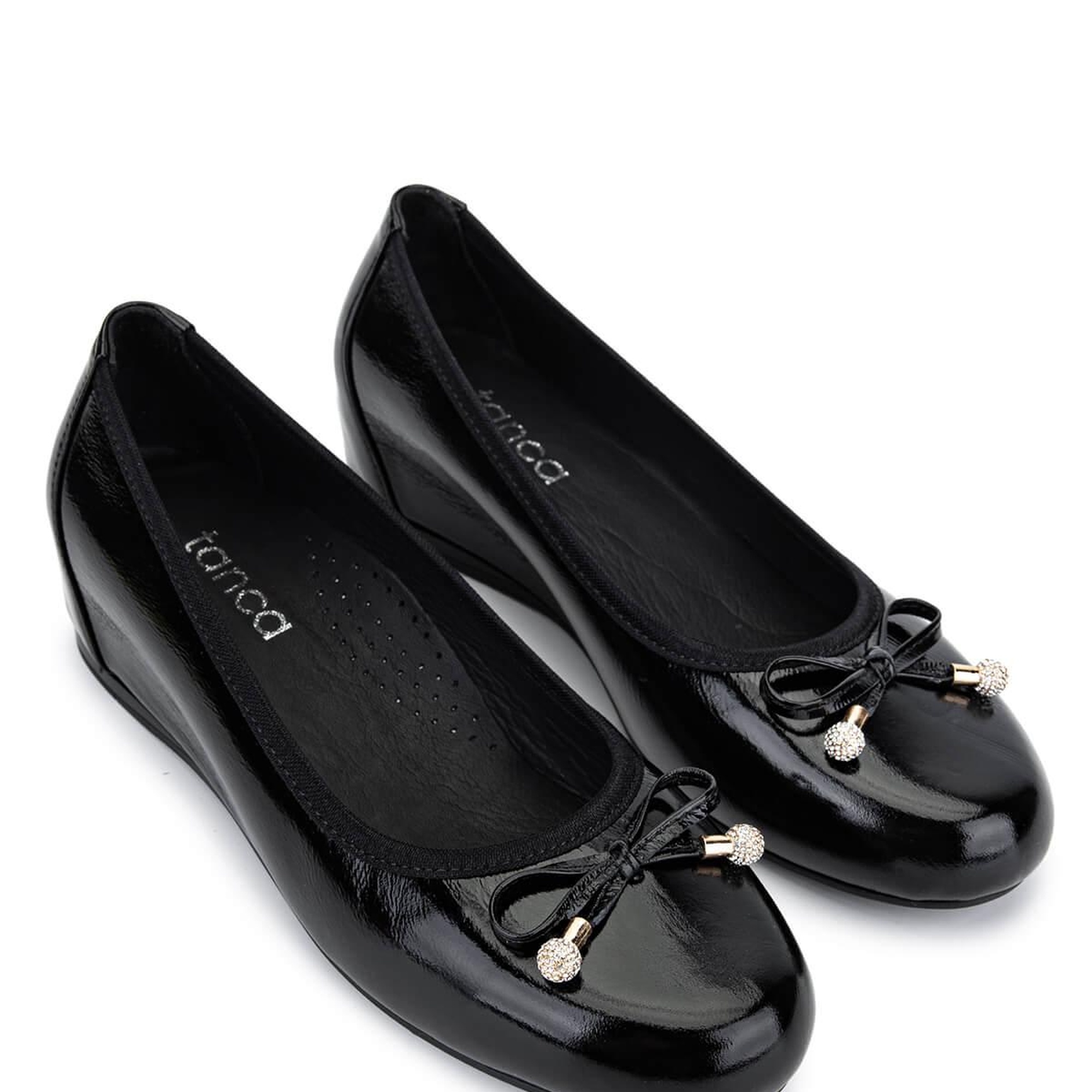 Tamer Tanca Kadın Hakiki Deri Siyah Rugan Comfort Ayakkabı