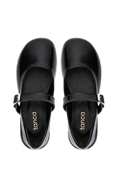  Tamer Tanca Kadın Hakiki Deri Siyah Rugan Casual Ayakkabı