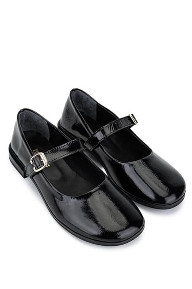  Tamer Tanca Kadın Hakiki Deri Siyah Rugan Casual Ayakkabı