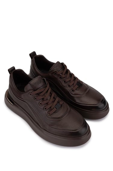  Tamer Tanca Erkek Hakiki Deri Kahverengi Sneakers & Spor Ayakkabı