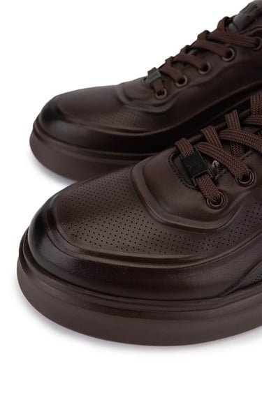  Tamer Tanca Erkek Hakiki Deri Kahverengi Sneakers & Spor Ayakkabı