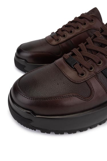  Tamer Tanca Erkek Hakiki Deri Kahverengi Sneakers & Spor Ayakkabı