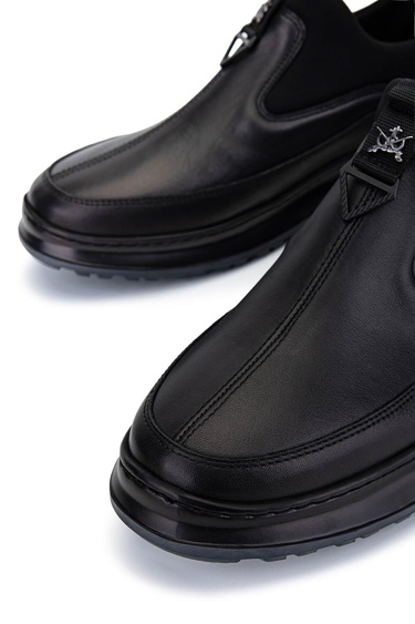  Tamer Tanca Erkek Hakiki Deri Siyah Casual Ayakkabı