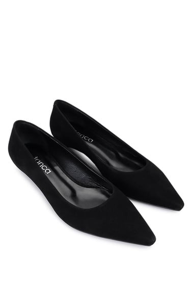  Tamer Tanca Kadın Hakiki Deri Siyah Süet Topuklu Ayakkabı