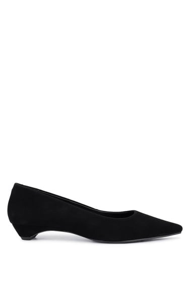  Tamer Tanca Kadın Hakiki Deri Siyah Süet Topuklu Ayakkabı