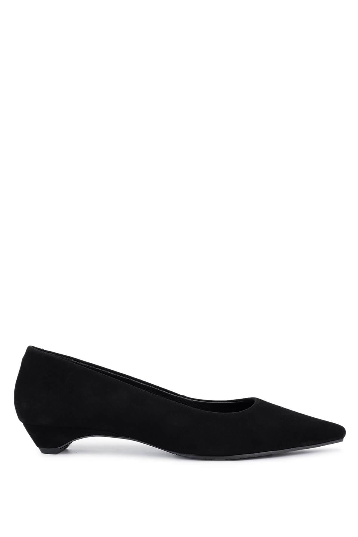  Tamer Tanca Kadın Hakiki Deri Siyah Süet Topuklu Ayakkabı