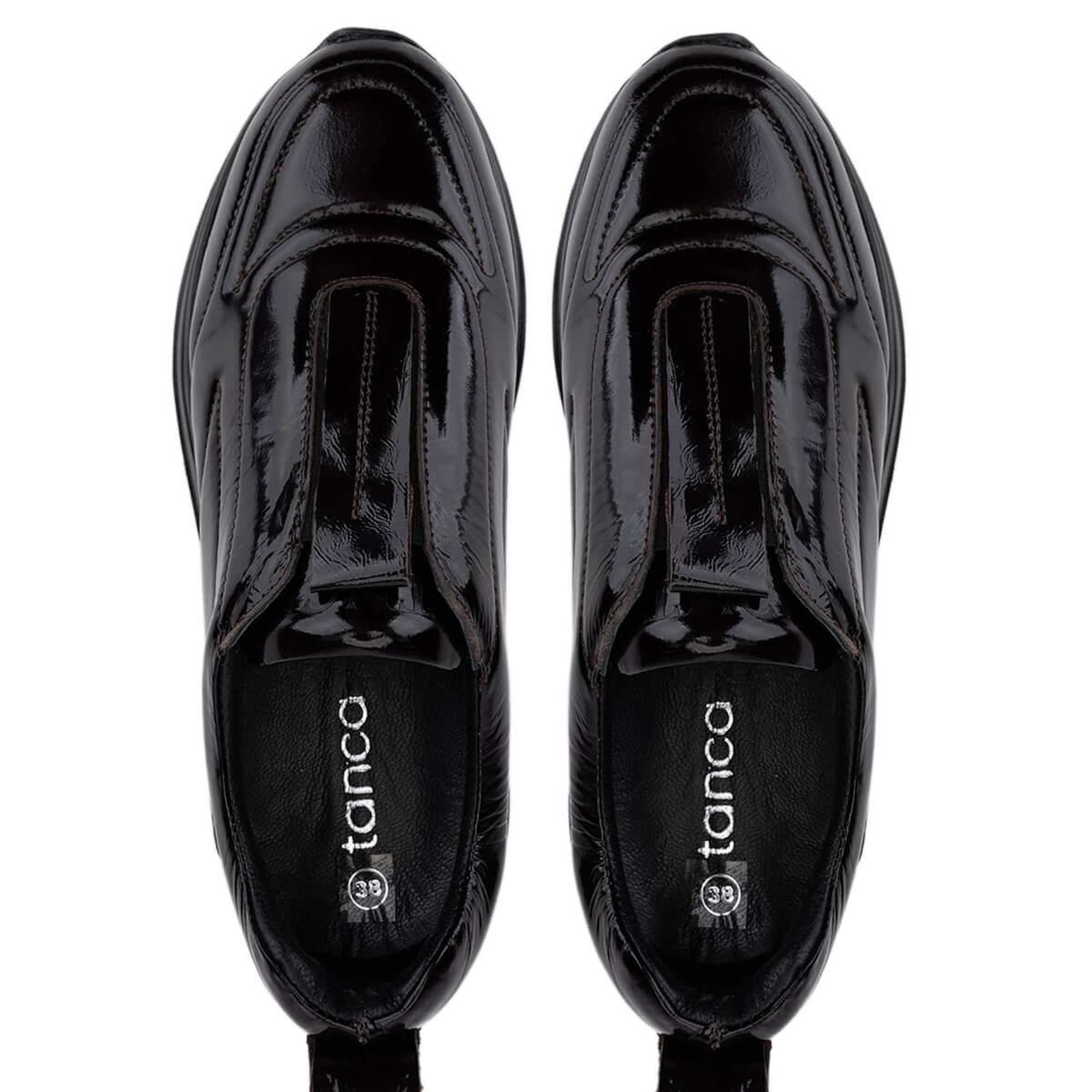 Tamer Tanca Kadın Hakiki Deri Siyah Rugan Sneakers & Spor Ayakkabı