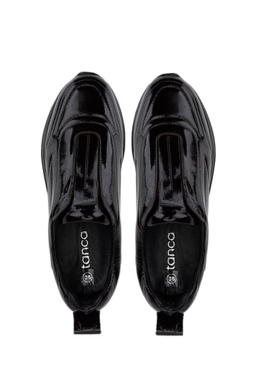  Tamer Tanca Kadın Hakiki Deri Siyah Rugan Sneakers & Spor Ayakkabı