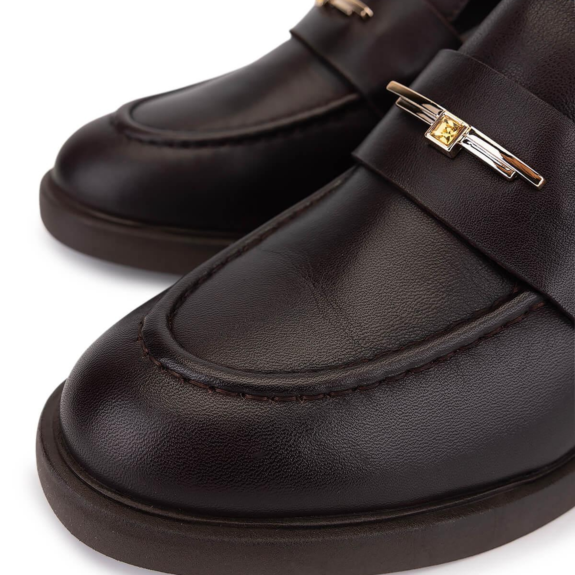 Tamer Tanca Kadın Hakiki Deri Kahverengi Loafer Ayakkabı