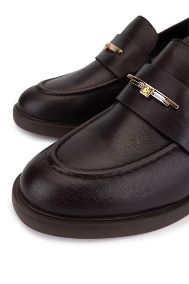  Tamer Tanca Kadın Hakiki Deri Kahverengi Loafer Ayakkabı