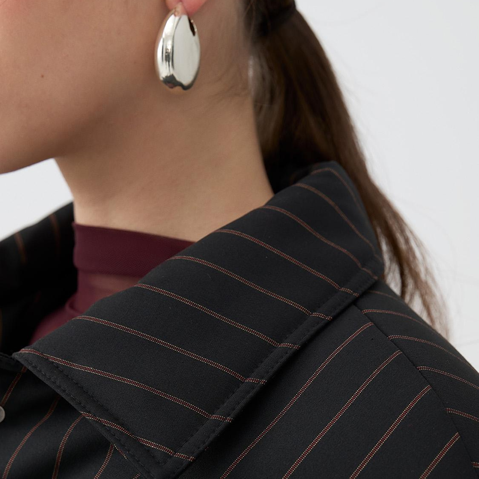 Çizgili Vatkalı Mont