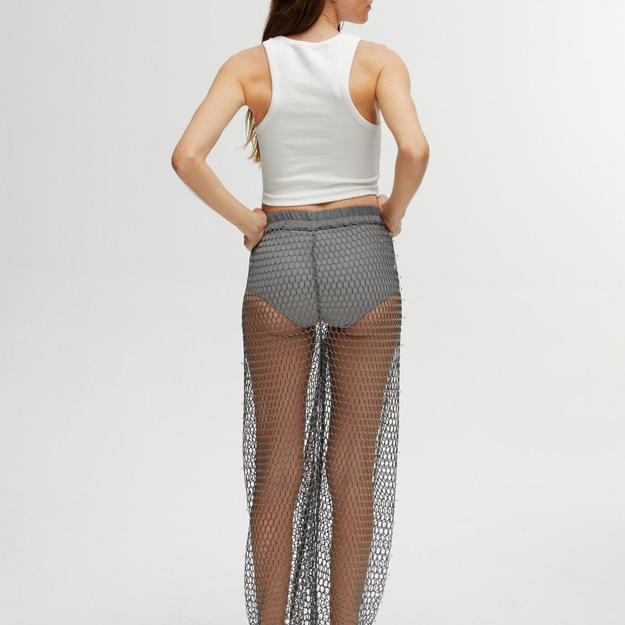 Parıltı İplikli File Pantolon