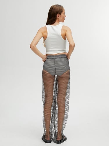  Parıltı İplikli File Pantolon