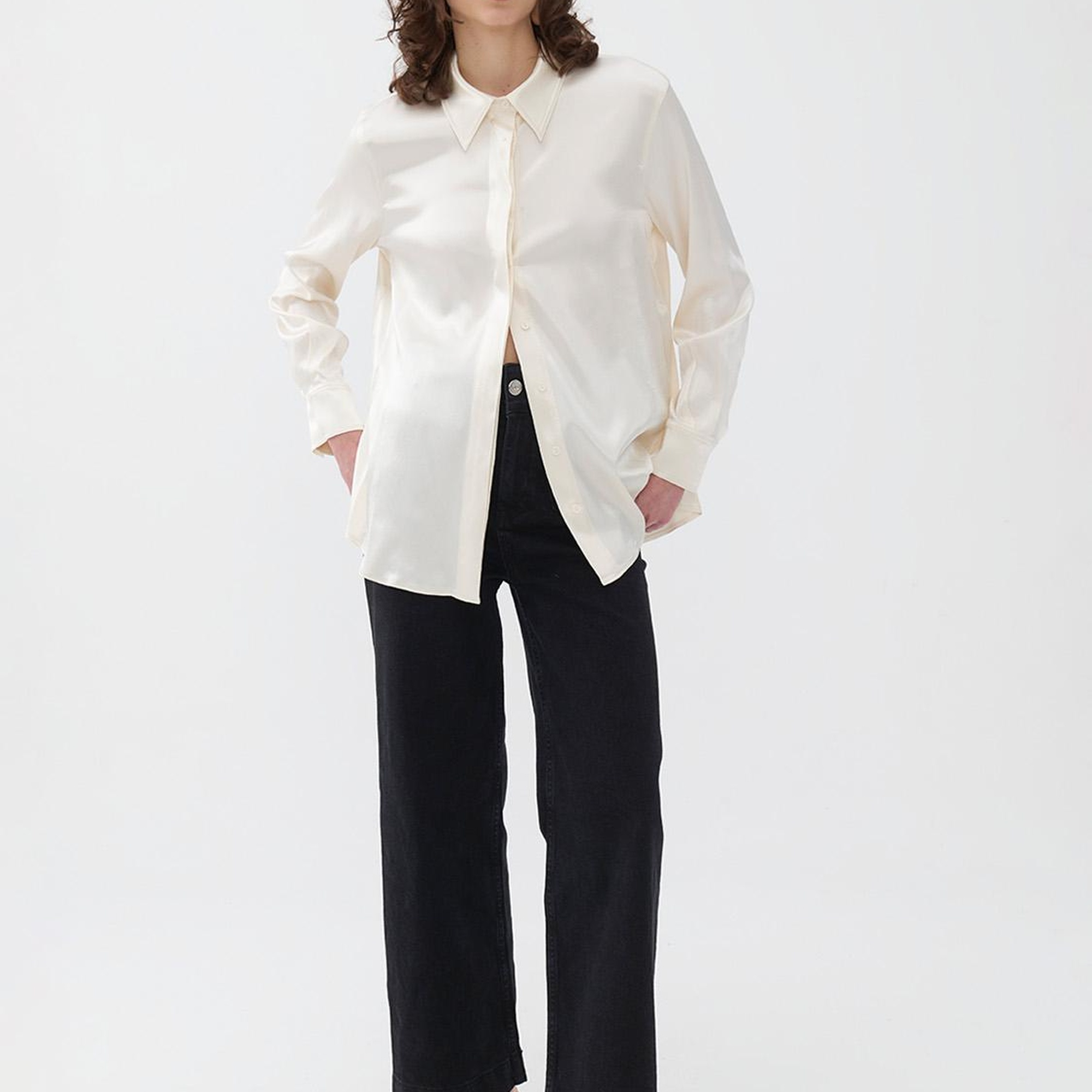 Dökümlü Saten Gömlek