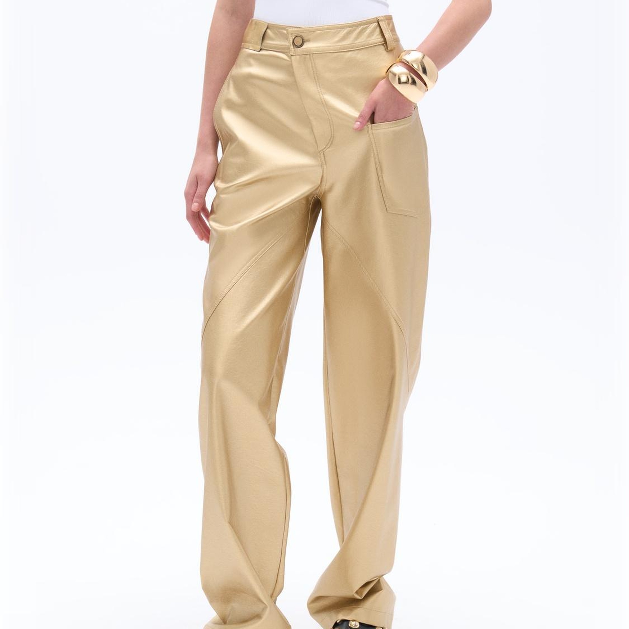 Yüksek Bel Suni Deri Pantolon