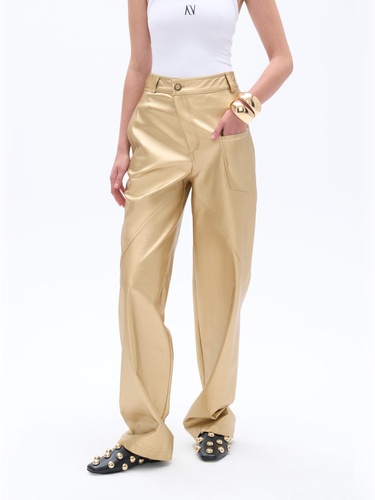  Yüksek Bel Suni Deri Pantolon