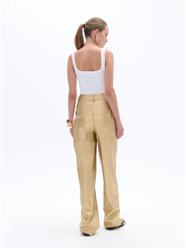  Yüksek Bel Suni Deri Pantolon