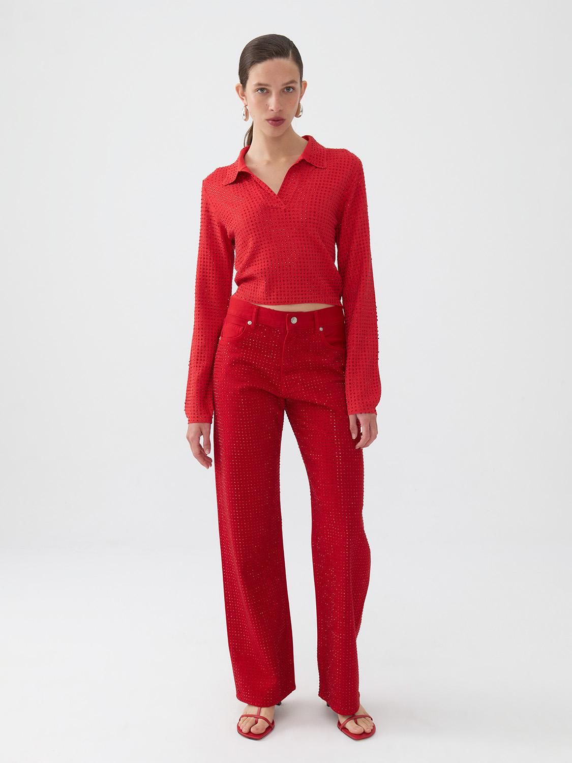  Taş Tasarımlı Jean Pantolon