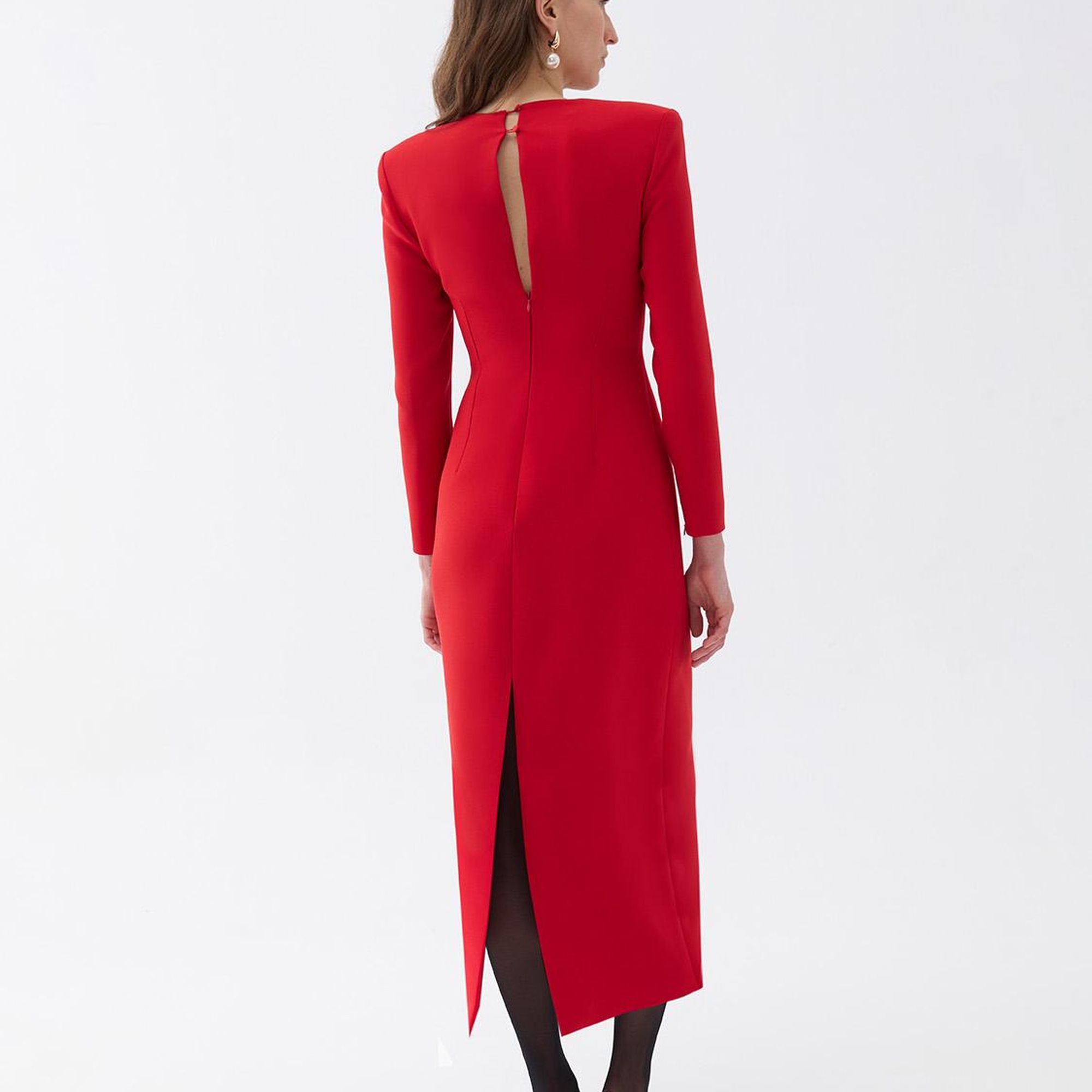 Kare Yaka Midi Elbise