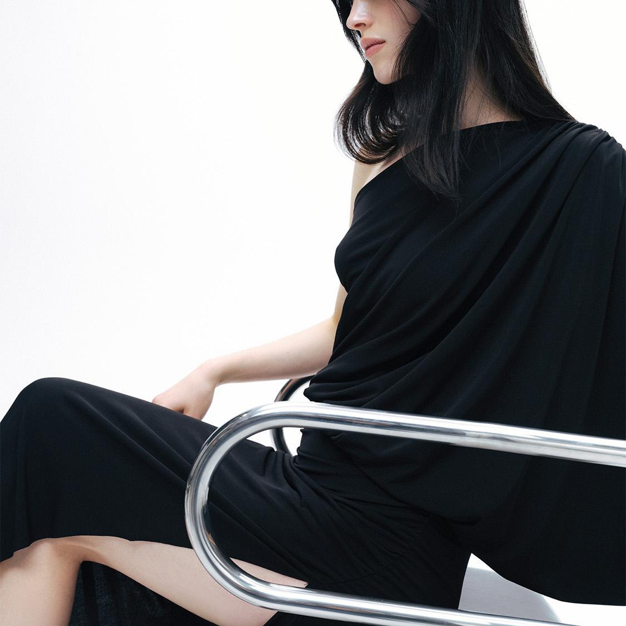 Drape Detaylı Maxi Elbise