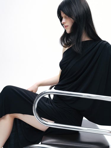  Drape Detaylı Maxi Elbise