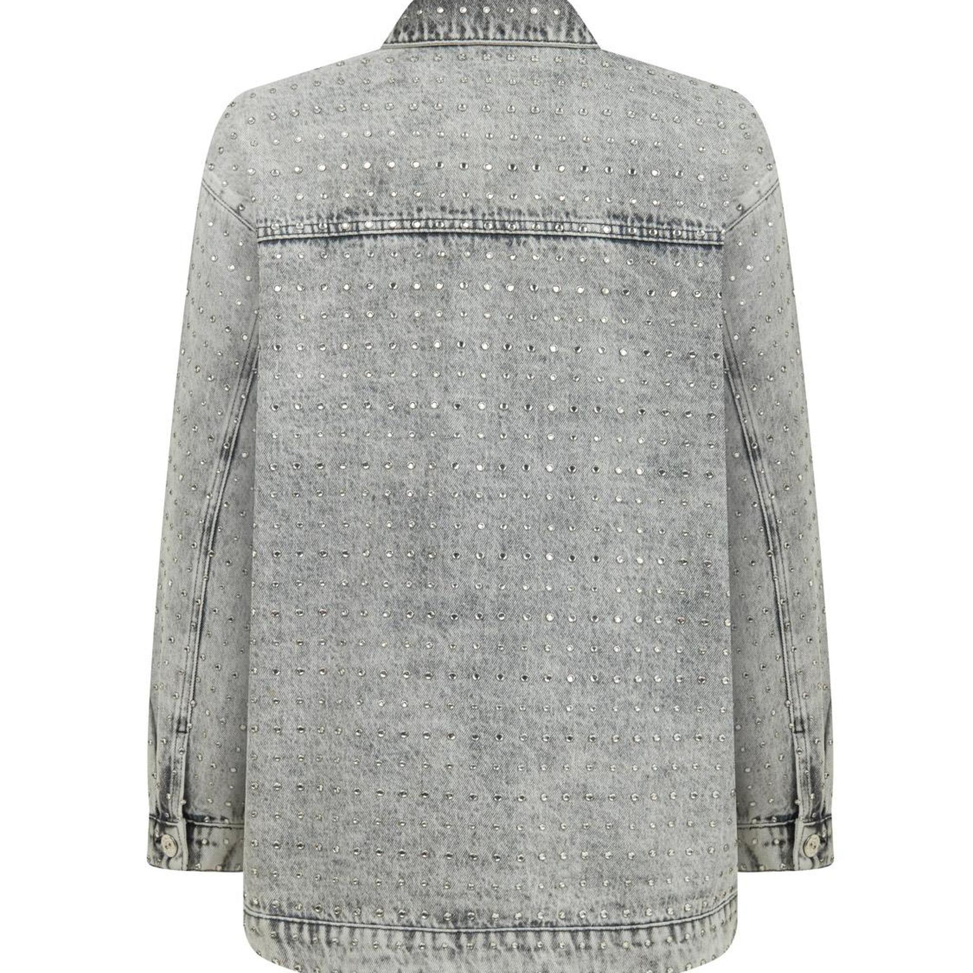 Oversize Taş Tasarımlı Jean Ceket