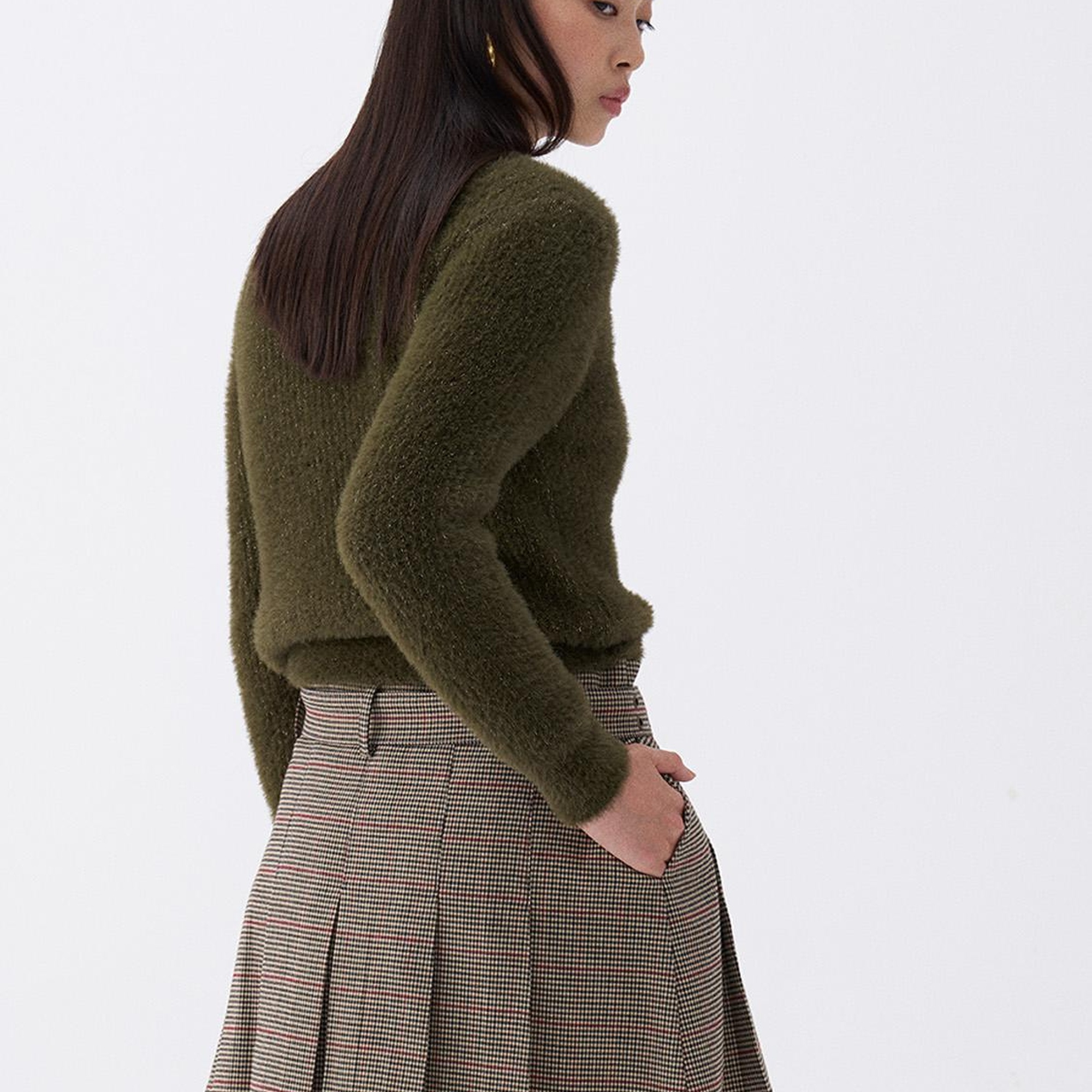 Kemerli Pileli Mini Etek