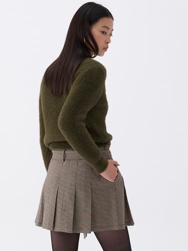  Kemerli Pileli Mini Etek