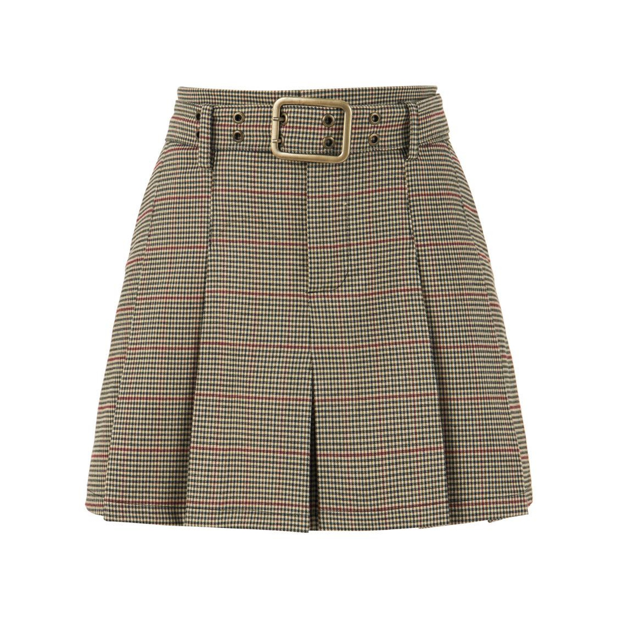 Kemerli Pileli Mini Etek