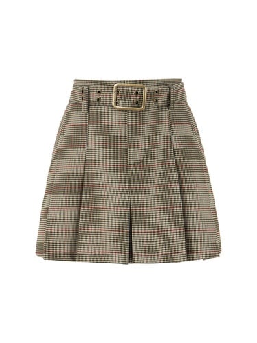  Kemerli Pileli Mini Etek