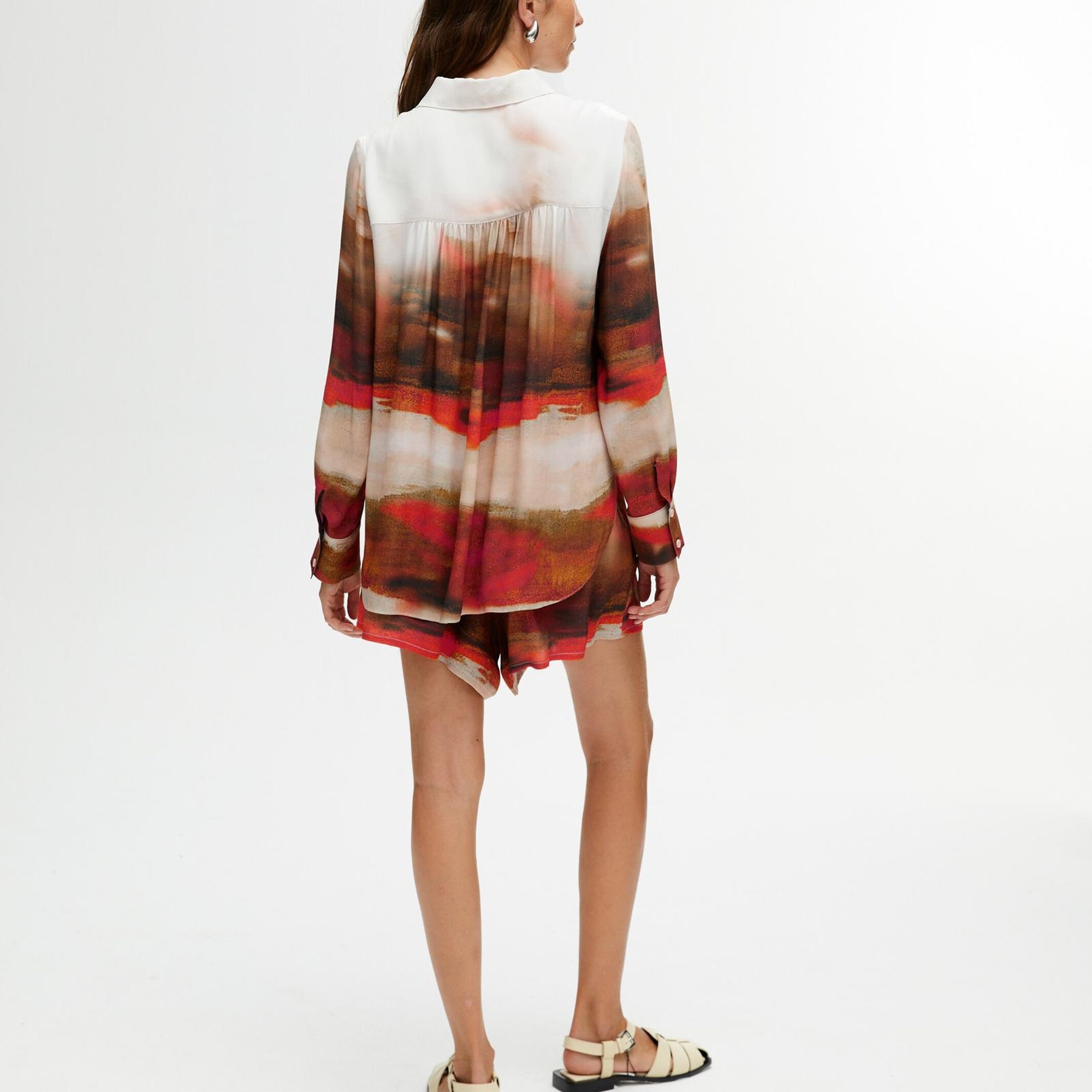 Desenli Yüksek Bel Şort