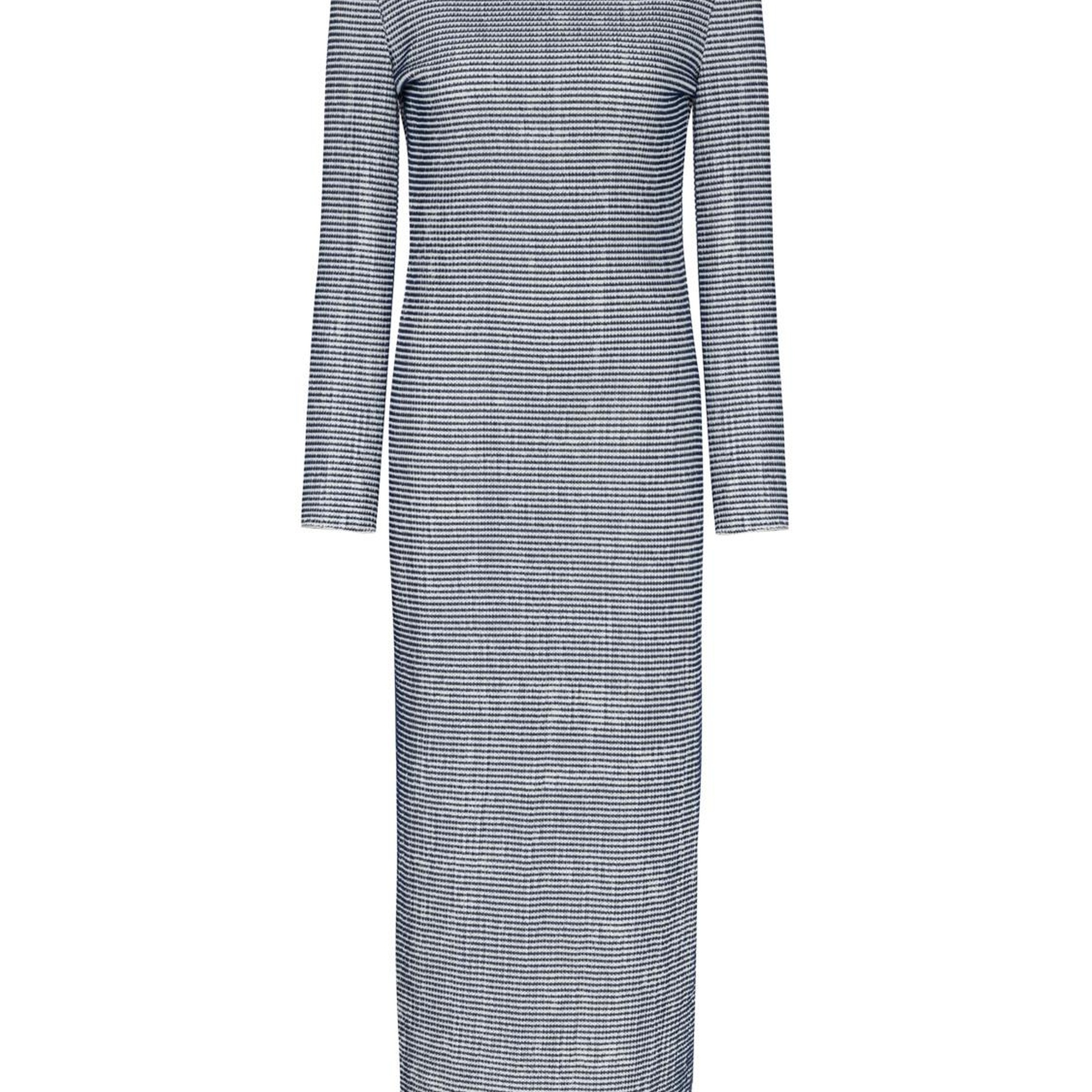 Sırt Dekolteli Çizgili Elbise