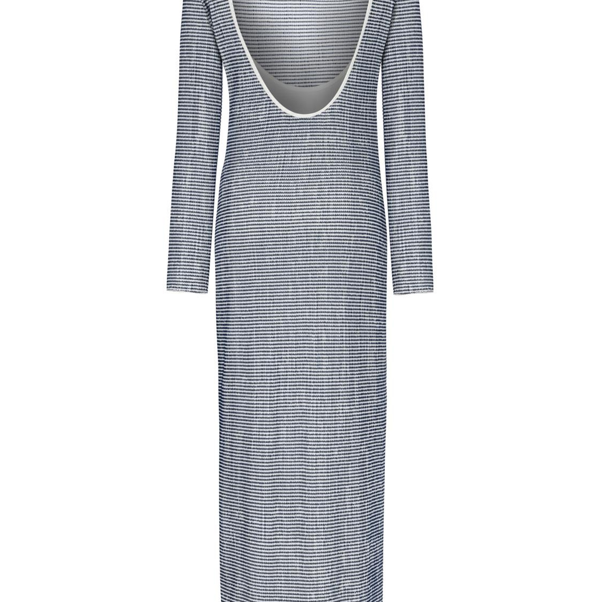 Sırt Dekolteli Çizgili Elbise