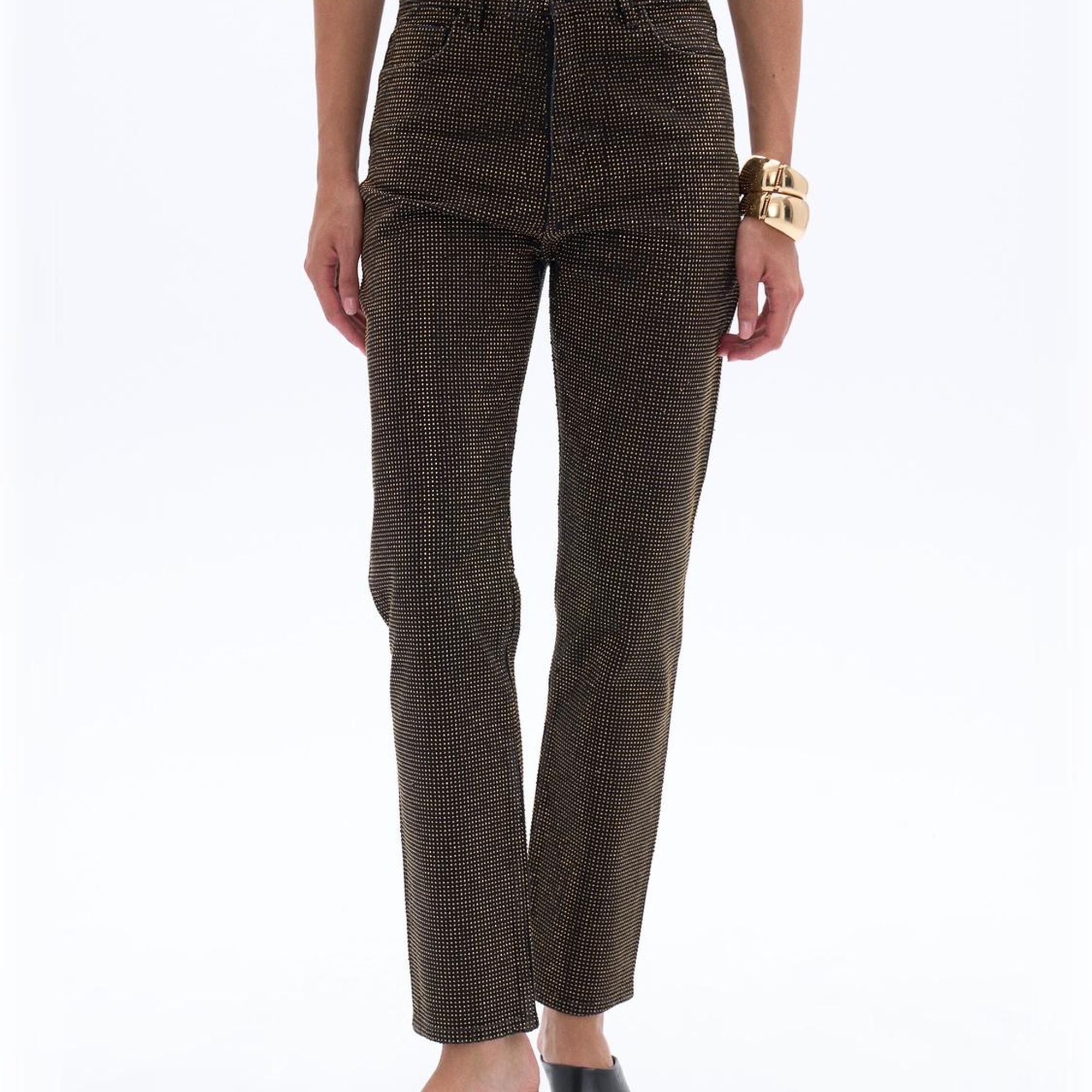 Taş Detaylı Mom Fit Jean Pantolon